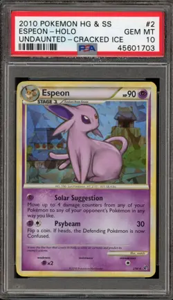 Pokemon Espeon Undaunted Cracked Ice Holo Rare #2 PSA 10 Gem Mint - Image 1
