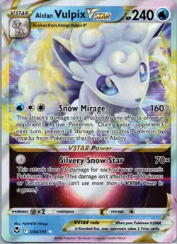 Pokemon TCG Alolan Vulpix VSTAR 34/195 Silver Tempest NM - Image 1