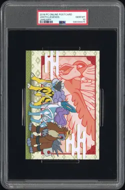 2018 POKEMON CENTER ONLINE MONTHLY POSTCARD ENTEI/HO-OH/RAIKOU/SUICUNE PSA 10 - Image 1