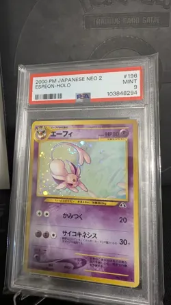 PSA 9 Espeon Holo No. 196 Neo 2 2000 Pokemon Card *SWIRL* - Image 1