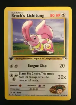 BROCK’S LICKITUNG - 1st Edition Gym Heroes Set 41/132 Pokemon Card NM/LP - Image 1