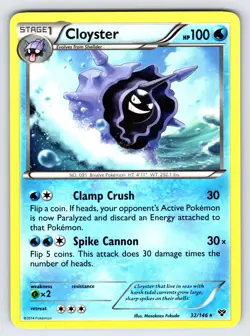 Cloyster 32/146 2014 XY Base Set Pokemon Card TCG Nintendo Non Holo Rare - VLP - Image 1