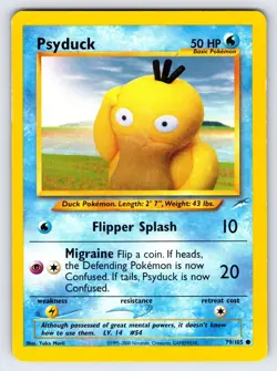 Psyduck 79/105 Neo Destiny Pokemon Card TCG Vintage WOTC Yuka Morii Common - Mp - Image 1