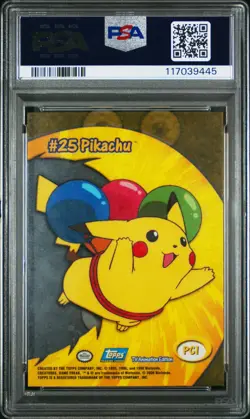 2000 TOPPS POKEMON TV ANIMATION CLEAR CARDS #PC1 PIKACHU PSA 9 - Image 2