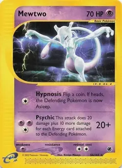 Pokemon 2002 Expedition Mewtwo Non Holo Card 56/165 Rare - Image 1