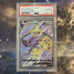 PSA 10 Aegislash V Full Art 177/185 Pokemon SWSH Vivid Voltage 2020 Gem Mint - Image 1