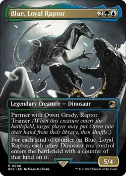 Blue, Loyal Raptor (Borderless) - Light Play MTG - Image 1