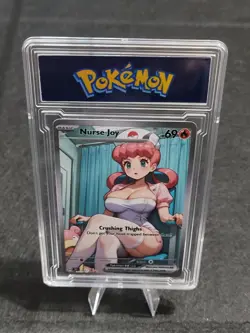 Pokemon Nurse Joy Waifu Slowpoke Full Art Custom Trading Card Fan Art Slab - Image 1