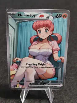 Pokemon Nurse Joy Waifu Slowpoke Full Art Custom Trading Card Fan Art Slab - Image 3