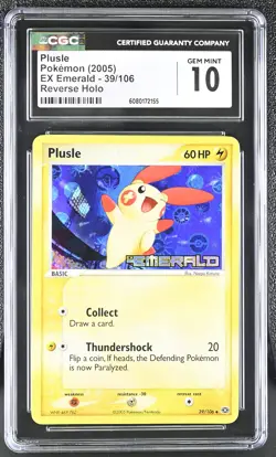 CGC 10 GEM MINT Plusle 2005 EX Emerald 39/106 Reverse Holo Stamped Pokemon Card - Image 1