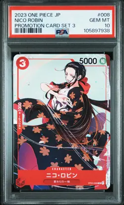 2023 ONE PIECE JAPANESE PROMOS PROMOTION CARD SET 3 #008 NICO ROBIN PSA 10 - Image 1