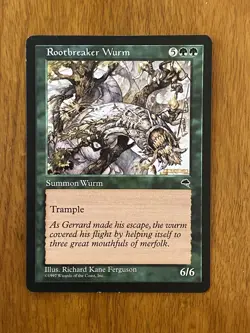 Rootbreaker Wurm NM+ NEVER PLAYED MTG Tempest Magic 1997 VINTAGE FREE SHIPPING - Image 1