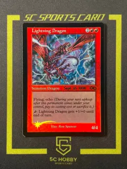 Lightning Dragon Urza’s Saga 1st FOIL Pre-Release Promo Magic MTG FCTA - Image 1