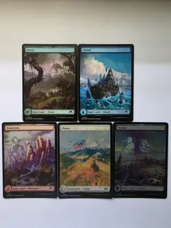 MTG Modern Horizons 3 Foil Full Art Basic Land Set of 5 NM - Image 1