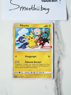 Pikachu 009/SM-P Exclusive Art Promo Pokemon Card Indonesia Indomaret Near Mint - Image 2