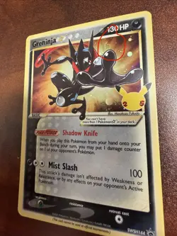 Pokemon TCG Greninja Gold Star SWSH144 Celebrations Black Star Promo With Swirl! - Image 1