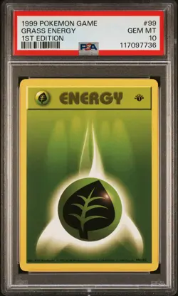 1999 POKEMON BASE SET 1ST EDITION #99 GRASS ENERGY PSA 10 - Image 1