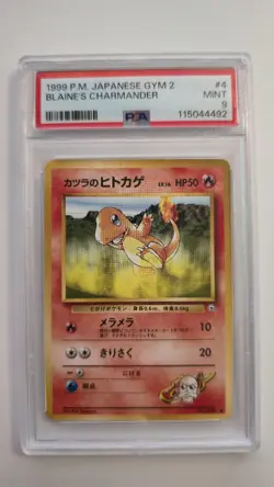 1999 POKEMON JPN GYM 2 #4 BLAINE'S CHARMANDER PSA 9 MINT - Image 1