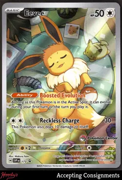 2025 Pokemon Scarlet & Violet Black Star Promos Eevee POKEMON CENTER STAMP - Image 1