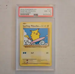 2016 Pokemon XY Evolutions Surfing Pikachu #111/108 PSA 8 - Image 1