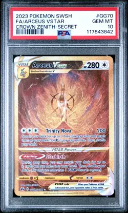 PSA 10 Arceus VSTAR GG70 Pokemon Crown Zenith Gold Full Art Gem Mint 6a - Image 1