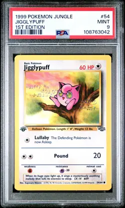 1999 POKEMON JUNGLE 1ST ED #54 JIGGLYPUFF PSA 9 - Image 1