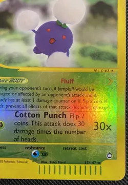 Pokemon TCG: Jumpluff Aquapolis #17/147 Reverse Holo MP Condition - Image 4