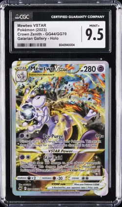 2023 POKEMON CROWN ZENITH GALARIAN GALLERY HOLO #GG44/GG70 MEWTWO VSTAR CGC 9.5 - Image 1