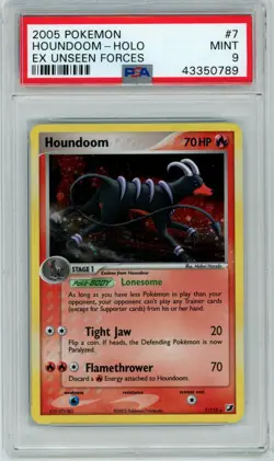 2005 Pokemon Houndoom 7/115 PSA 9 MINT EX Unseen Forces Holo Rare Pokemon Card - Image 1