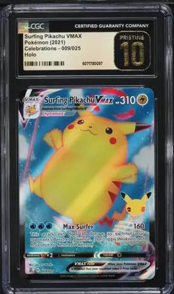 SURFING PIKACHU VMAX 009/025 CGC PRISTINE 10 CELEBRATIONS ENGLISH POKEMON CARD - Image 1