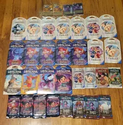 Disney Lorcana TCG Lot of 30 Sleeved/Un-Sleeved Booster Packs**4x Promo cards** - Image 1