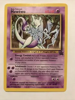 Pokemon Card Mewtwo Black Star Promo 12 Near Mint - Image 1