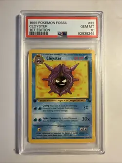 Pokemon 1999 Fossil 1st Edition Cloyster #32/62 GEM MT 10 - Image 1