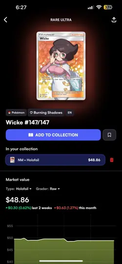 Pokemon Wicke 147/147 Burning Shadows Ultra Rare Full Art Holo NM - Image 4