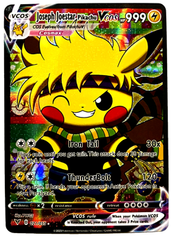 Joseph Joestar Pikachu Pokemon Card VCOS Holo Cosplay w/ Video - Image 1