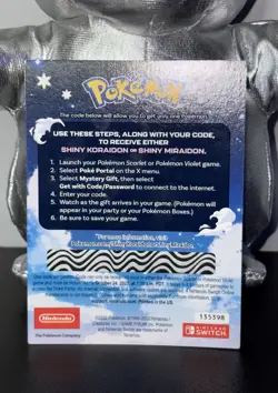 Pokemon Scarlet Violet Shiny Koraidon OR Miraidon Gamestop Promo Card Code New - Image 2