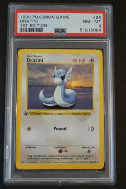Dratini pokemon card 1st edition 26/102 Uncommon #26 WOTC PSA 8 NM-MT - Image 1