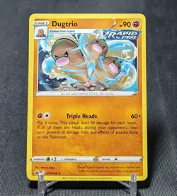 Dugtrio Rapid Strike Regular Rare Fighting Pokemon CHILLING REIGN Card 077/198 - Image 1
