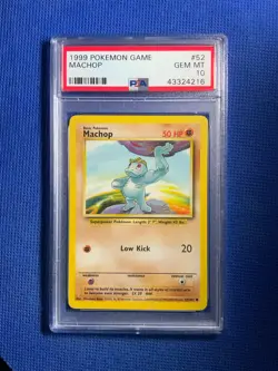 1999 POKEMON GAME BASE SET #52 MACHOP PSA 10 - Image 1
