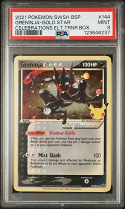 2021 POKEMON SWSH BLACK STAR PROMO #144 GRENINJA-GOLD STAR PSA 9 - Image 1