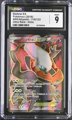 CGC 9 MINT Darkrai EX 2016 BREAKpoint 118/122 Ultra Rare Holo Pokemon Card - Image 1