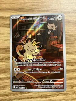 Pokemon TCG Destined Rivals Team Rockets Meowth Card 203/182 NM Condition - Image 1