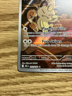 Pokemon TCG Destined Rivals Team Rockets Meowth Card 203/182 NM Condition - Image 5