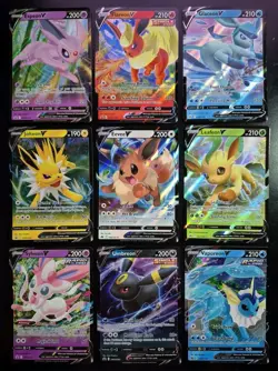 COMPLETE EEVEELUTIONS V 9 Card Set Pokemon TCG NM English Eevee - Image 1