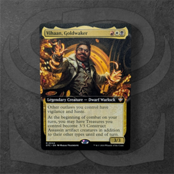 Vihaan, Goldwaker •Borderless• Mythic Dwarf Warlock, Outlaws of Thunder Junction - Image 1
