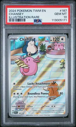 2024 POKEMON TWM EN-TWILIGHT MASQUERADE ILLUSTRATION RARE #187 CHANSEY PSA 10 - Image 1