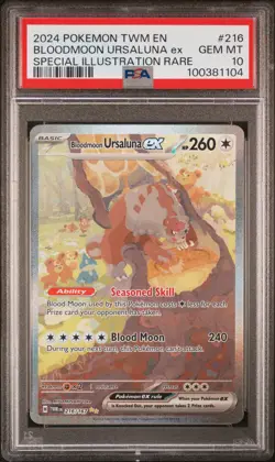 2024 POKEMON TWM EN-TWILIGHT MASQUERADE #216 BLOODMOON URSALUNA EX PSA 10 - Image 1
