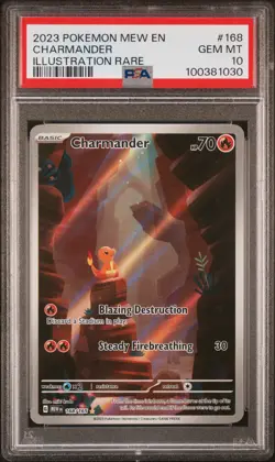 2023 POKEMON MEW EN-151 ILLUSTRATION RARE #168 CHARMANDER PSA 10 - Image 1
