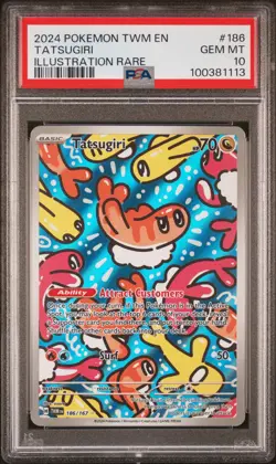 2024 POKEMON TWM EN-TWILIGHT MASQUERADE ILLUSTRATION RARE #186 TATSUGIRI PSA 10 - Image 1