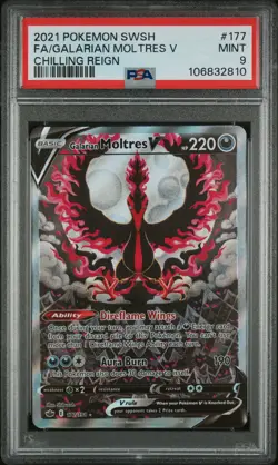 2021 POKEMON SWORD & SHIELD CHILLING REIGN FULL ART/GALARIAN MOLTRES V PSA 9 - Image 1